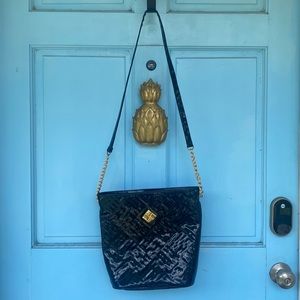 Quilted Black Bag with Chain Shoulder Strap